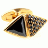 Black crystal rhombus golden cufflinks
