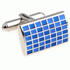 Convex blue rectangle matrix cufflinks